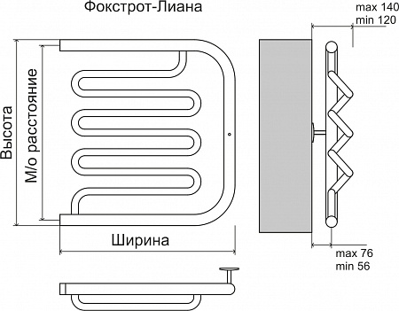 Фокстрот-Лиана AISI 500х500 Полотенцесушитель  TERMINUS Великий Новгород - фото 3