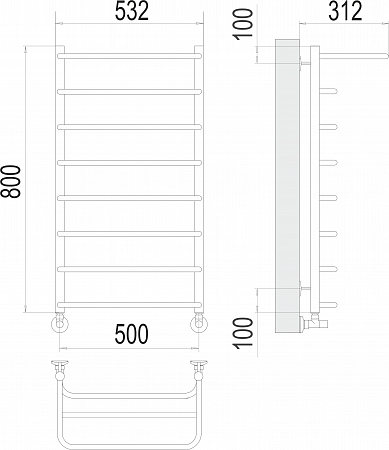 Полка П8 500х800  Полотенцесушитель  TERMINUS Великий Новгород - фото 3