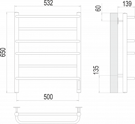 Евромикс П6 500х650 Электро (quick touch) Полотенцесушитель  TERMINUS Великий Новгород - фото 3