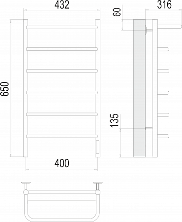 Полка П6 400х650 Электро (quick touch) Полотенцесушитель  TERMINUS Великий Новгород - фото 3