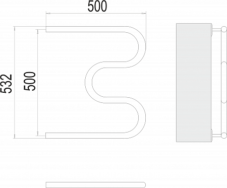 М-обр AISI 32х2 500х500 Полотенцесушитель  TERMINUS Великий Новгород - фото 3