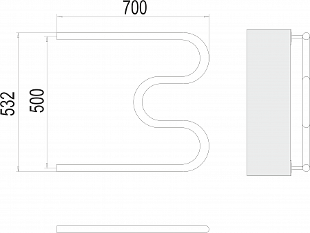 М-обр AISI 32х2 500х700 Полотенцесушитель  TERMINUS Великий Новгород - фото 3