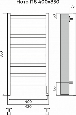 Ното П8 400х850 Электро (quick touch) Полотенцесушитель TERMINUS Великий Новгород - фото 3